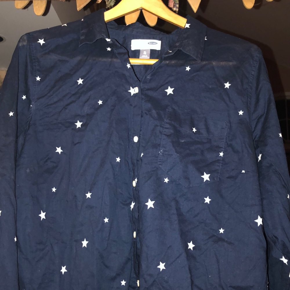 Star Print Button Down Shirt